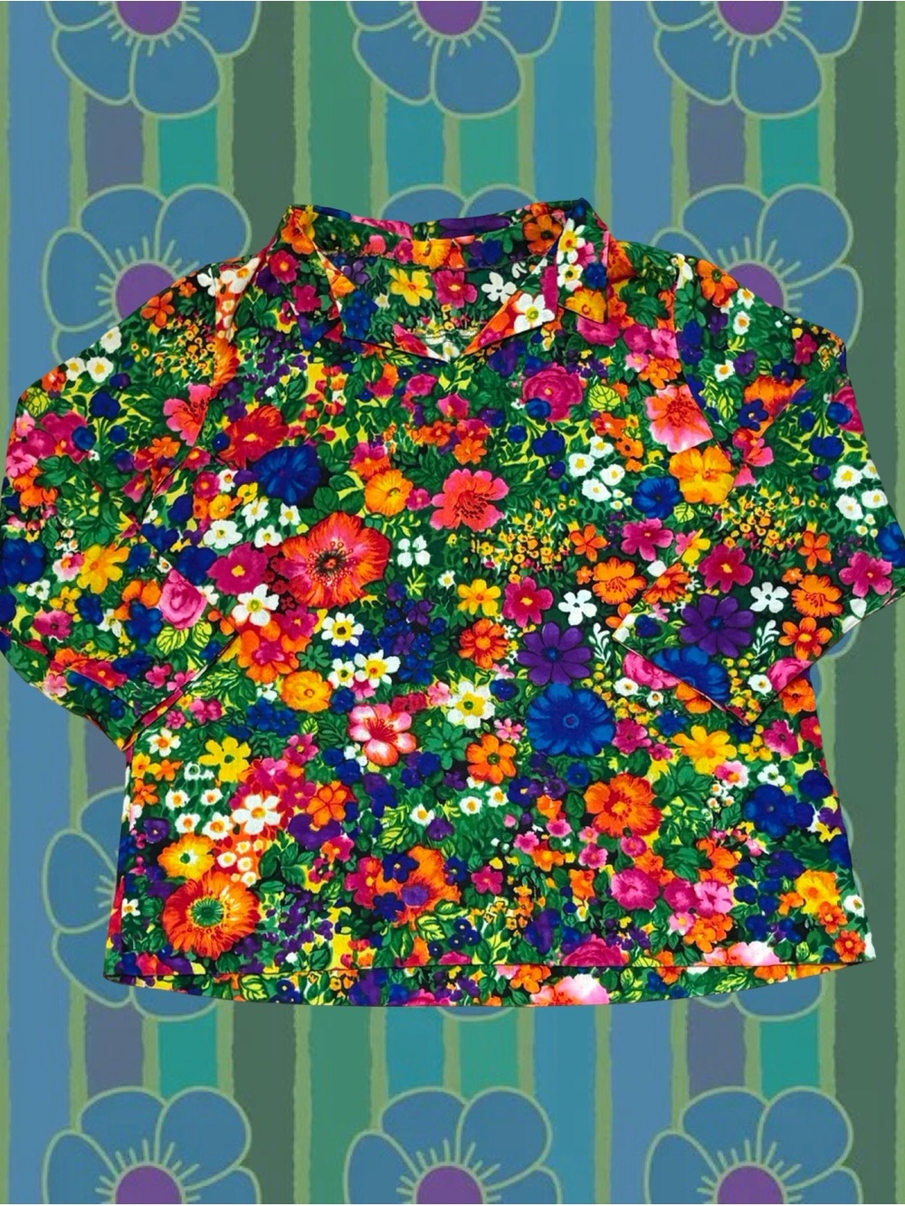 Vintage Homemade Multicolor Floral Blouse